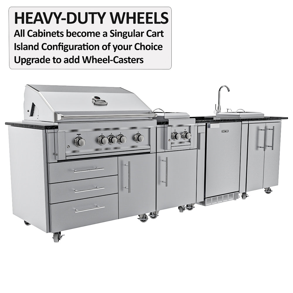 Sunstone Metal Products DALLAS 14 Foot Outdoor Cabinet Island Package with the Largest Gas Hybrid Charcoal Grill