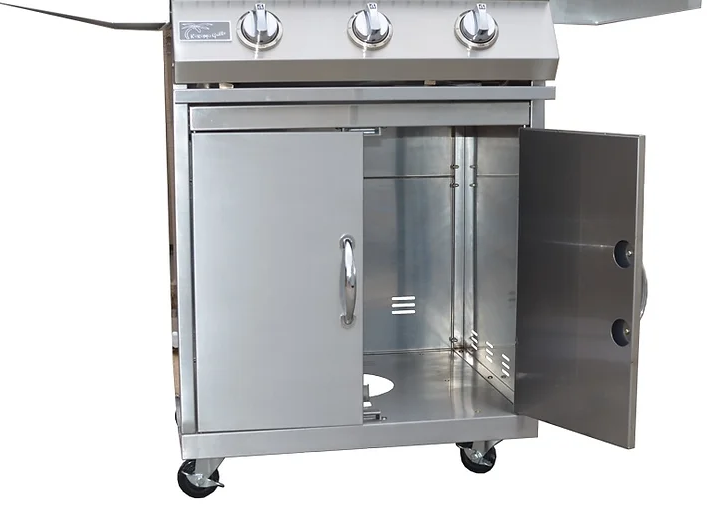 KoKoMo Grills 3 Burner 26 inch Cart Model BBQ Grill With Locking Casters
