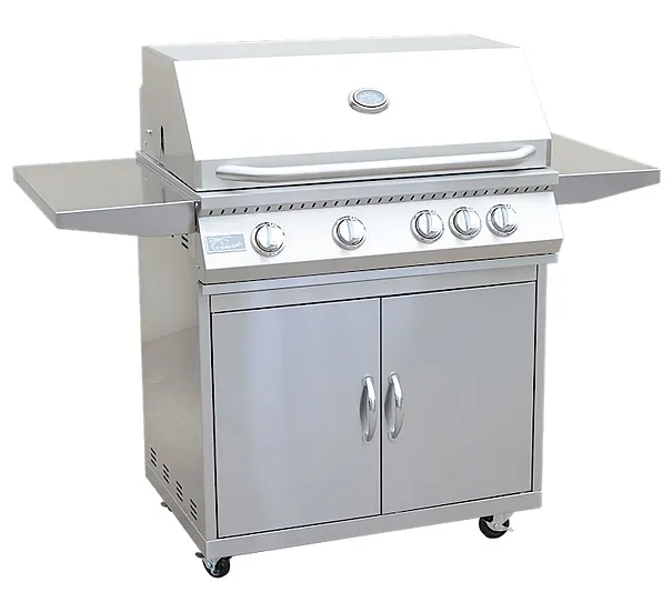 KoKoMo Grills 4 Burner 32 Inch Cart Model BBQ Grill With Locking Casters 304 Stainless Steel
