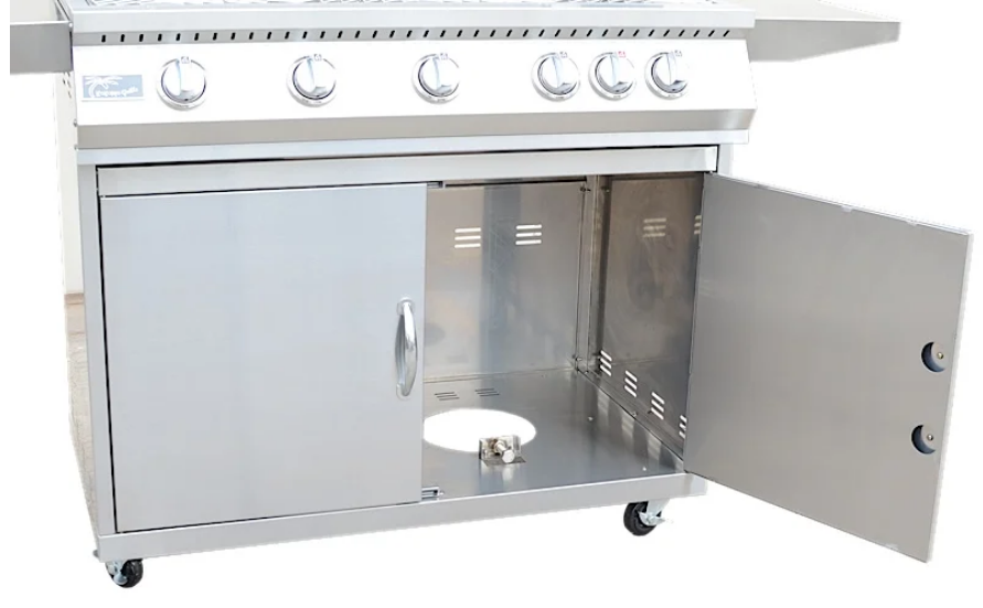 KoKoMo Grills 5 Burner 40 Inch Cart Model BBQ Grill With Locking Casters 304 Stainless Steel