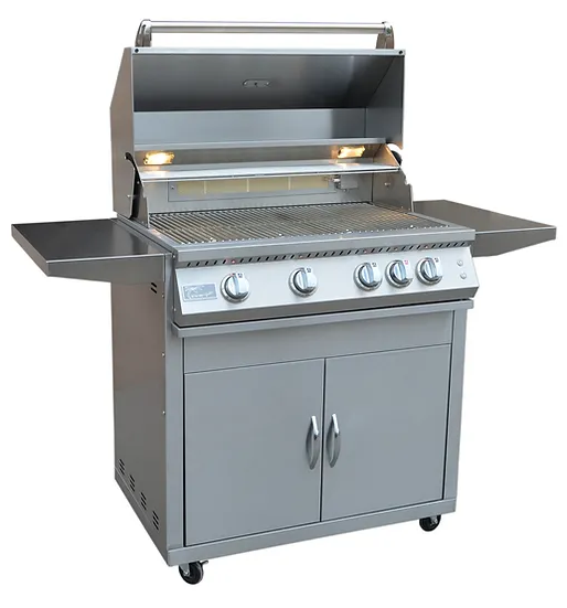 KoKoMo Grills Professional 4 Burner 32 Inch Cart Model BBQ Grill With Lights & Locking Casters
