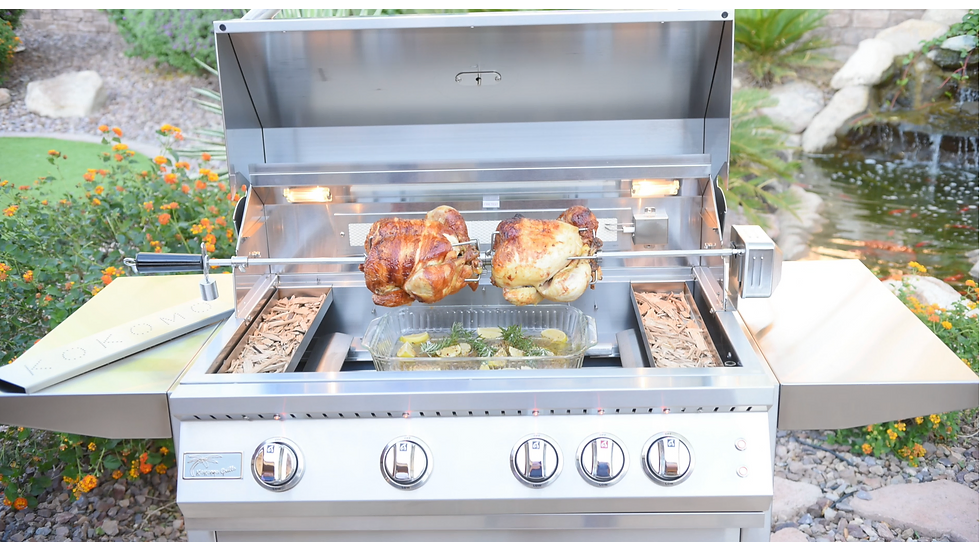 KoKoMo Grills Professional 4 Burner 32 Inch Cart Model BBQ Grill With Lights & Locking Casters