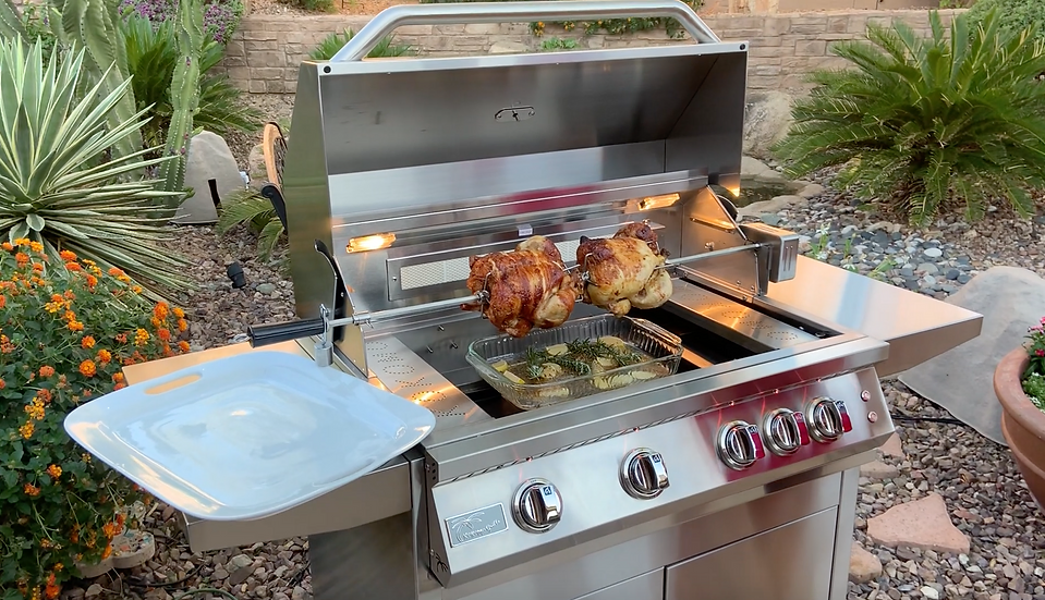 KoKoMo Grills Professional 4 Burner 32 Inch Cart Model BBQ Grill With Lights & Locking Casters