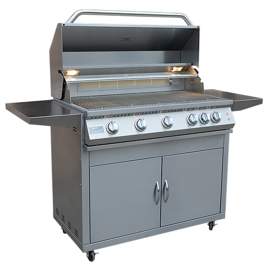KoKoMo Grills Professional 5 Burner 40 Inch Cart Model BBQ Grill With Lights & Locking Casters