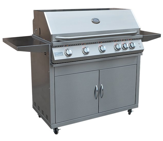 KoKoMo Grills Professional 5 Burner 40 Inch Cart Model BBQ Grill With Lights & Locking Casters