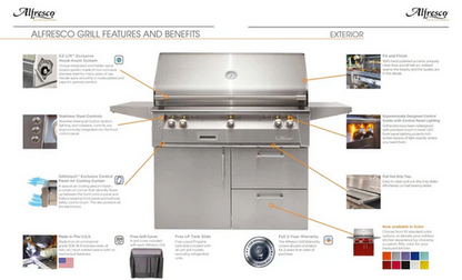 Alfresco 30” Built-In Luxury Gas Grill / Stainless Steel, 18SR Burners, Smoker, Infrared Rear Burner, Rotisserie, Cover / ALXE-30