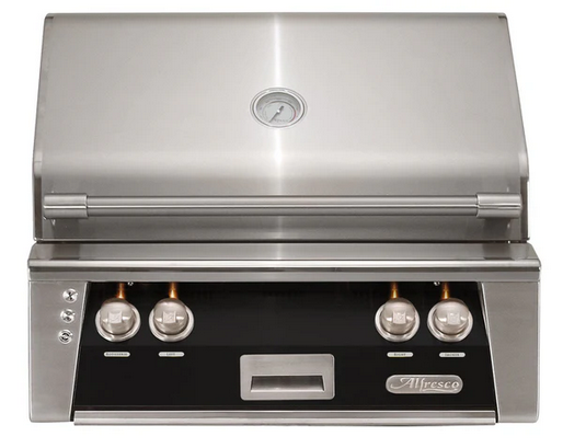 Alfresco 30” Built-In Luxury Gas Grill / Stainless Steel, 18SR Burners, Smoker, Infrared Rear Burner, Rotisserie, Cover / ALXE-30