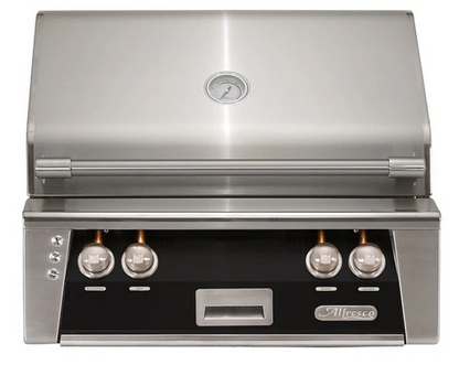 Alfresco 30” Built-In Luxury Gas Grill / Stainless Steel, 18SR Burners, Smoker, Infrared Rear Burner, Rotisserie, Cover / ALXE-30